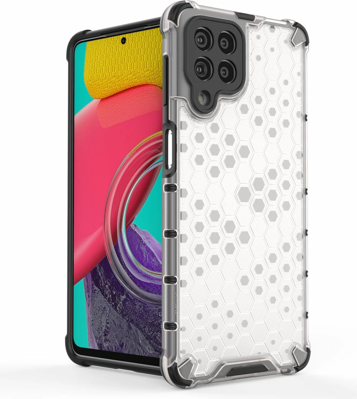 Mbështjellës Hurtel Honeycomb për Samsung Galaxy M53 5G, transparent