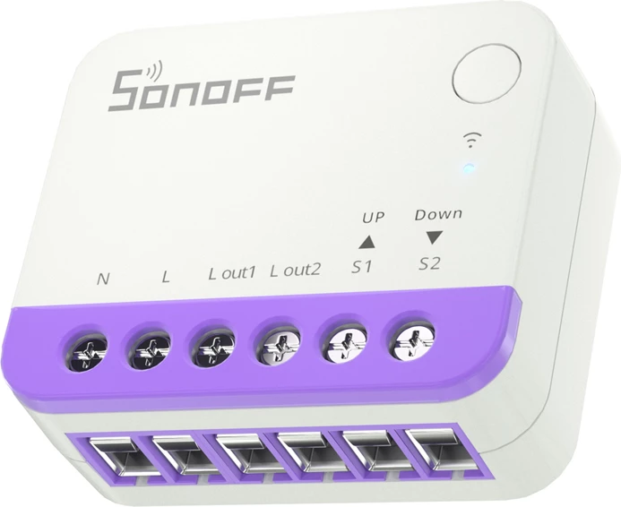 Switch i mençur Wi‑Fi për roleta, Sonoff MINI-RBS, Matter, kontroll përqindje, 100–240V, 2.4GHz, 2 copë