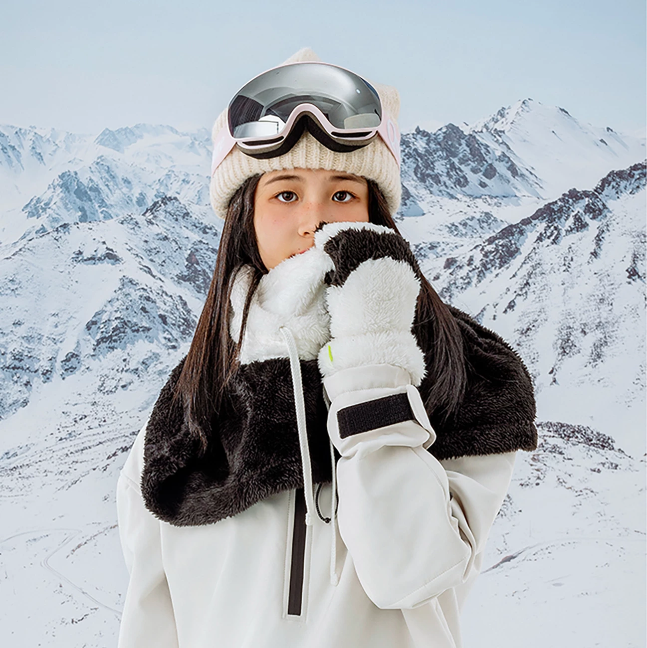 Balaklavë ski Qunature Panda, për fëmijë/të rritur, M, e zezë/e bardhë