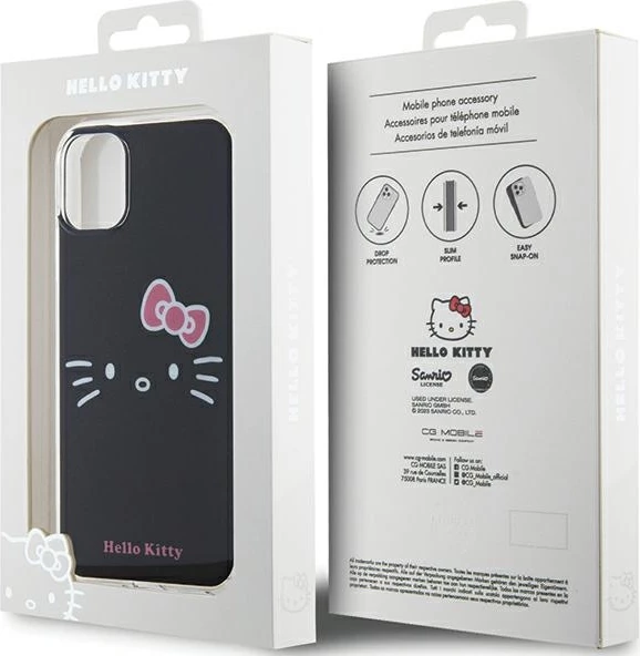 Mbështjellës Hello Kitty IML Kitty Face për iPhone 11/XR, i zi