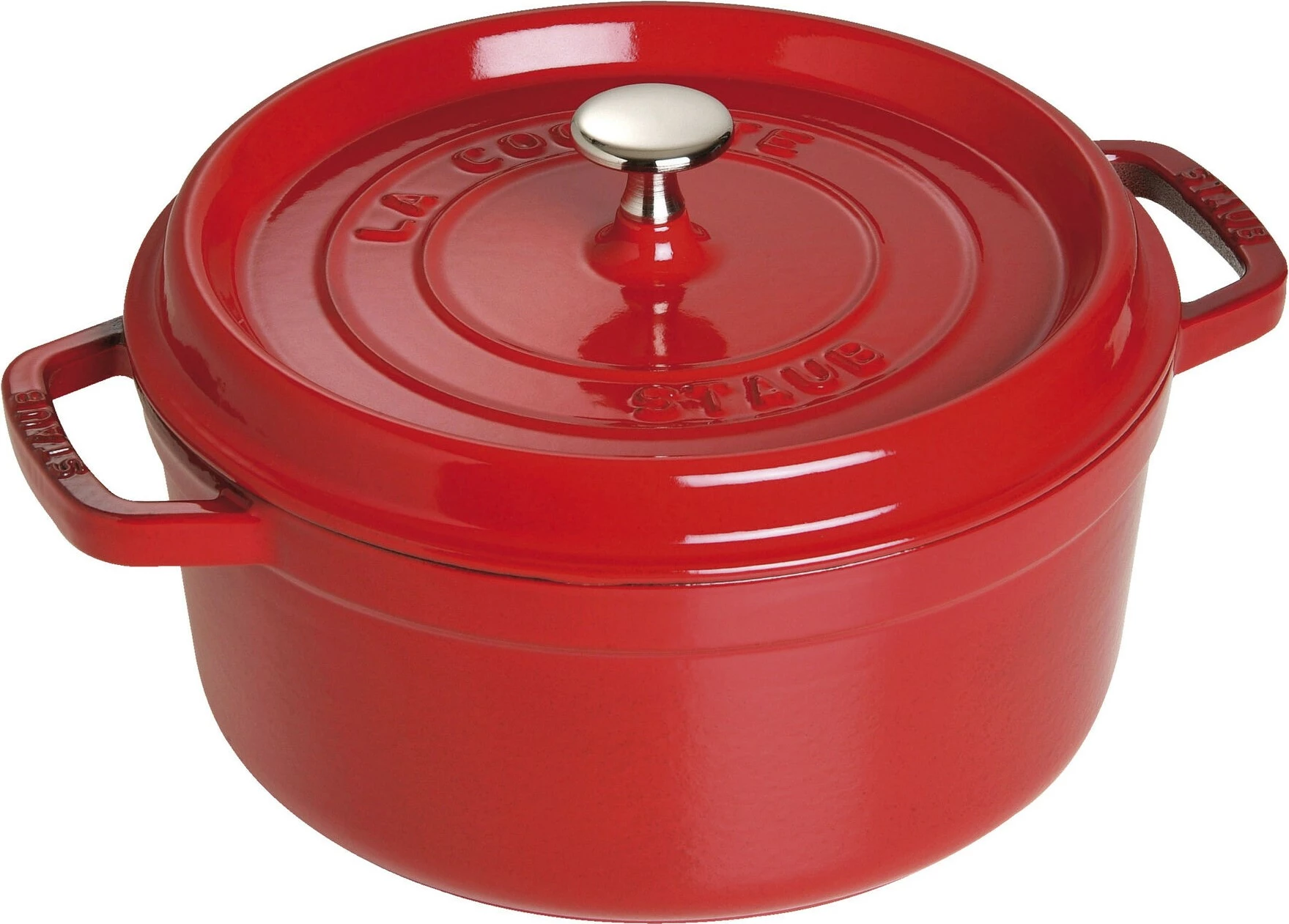 Tenxhere cocotte Staub 3.8L, gize, cherry e kuqe