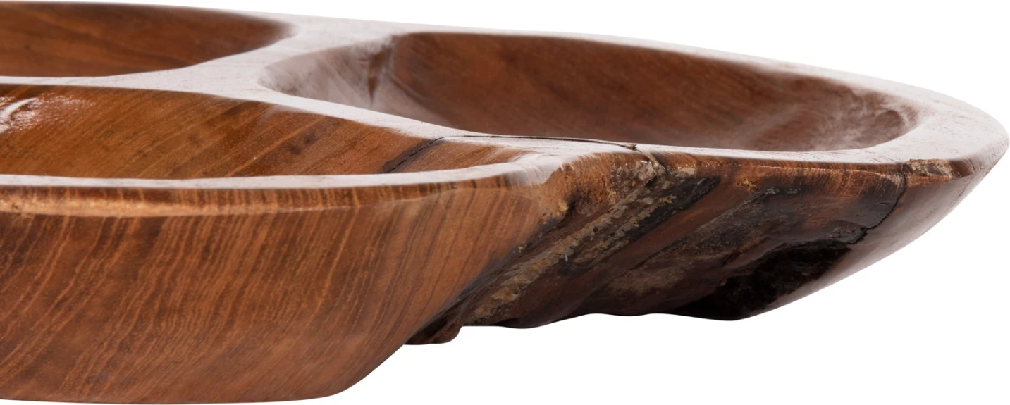 Enë dekorative për tryezë, dru tik natyral, FH4272, Φ30x4.5cm