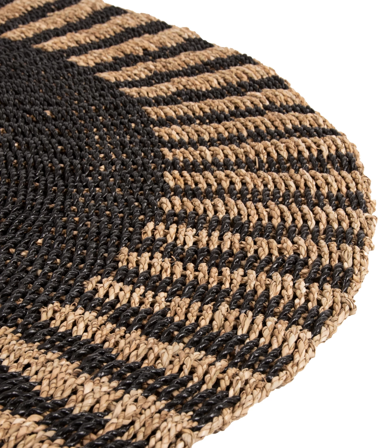 Qilim i rrumbullakët KIRKI, fibra natyrale seagrass, ngjyrë e zezë-natyrale, Φ150cm