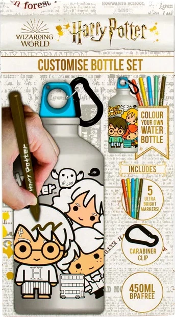 Shishe uji e personalizueshme BLUE SKY Harry Potter 500 ml, set me markerë dhe karabinë