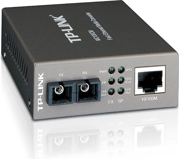Konvertues media, TP-Link MC100CM, Fast Ethernet 10/100, fibra SC në RJ45, i zi