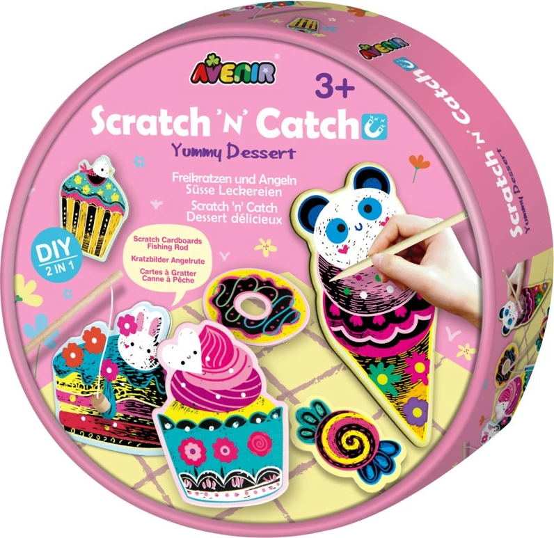 Lojë scratch art MG DYSTRYBUCJA Scratch 'n' Catch Delicious Dessert, set me 14 figura, shumëngjyrëshe