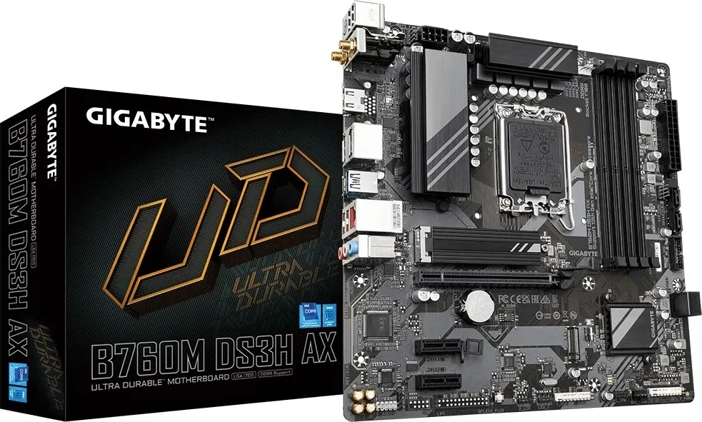 Pllakë amë Gigabyte B760M DS3H AX, Socket LGA 1700, micro ATX, Bronzi