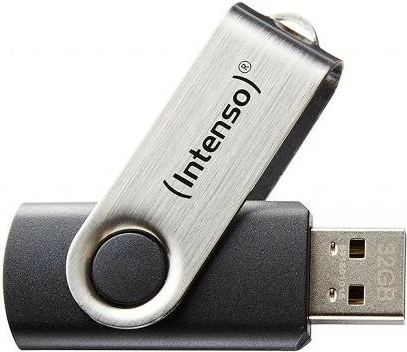 USB flash Intenso Basic Line 64GB, USB 2.0, swivel, zi/argjend
