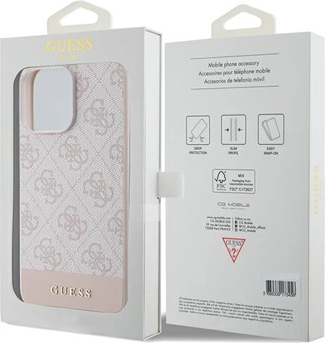 Mbështjellës Guess 4G Stripe për iPhone 14 Pro, Rozë