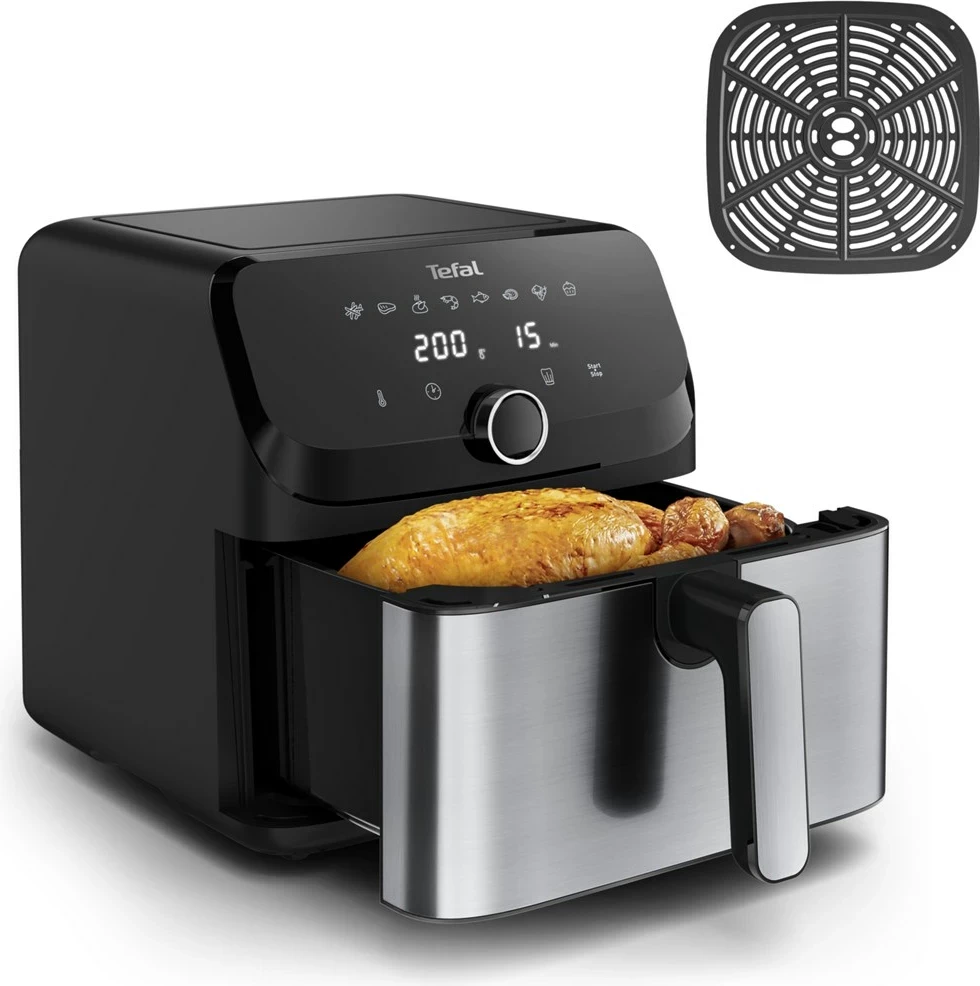 Fritezë me ajër të nxehtë Tefal Easy Fry Mega EY855D10, 7.5 L, E zezë, Inox