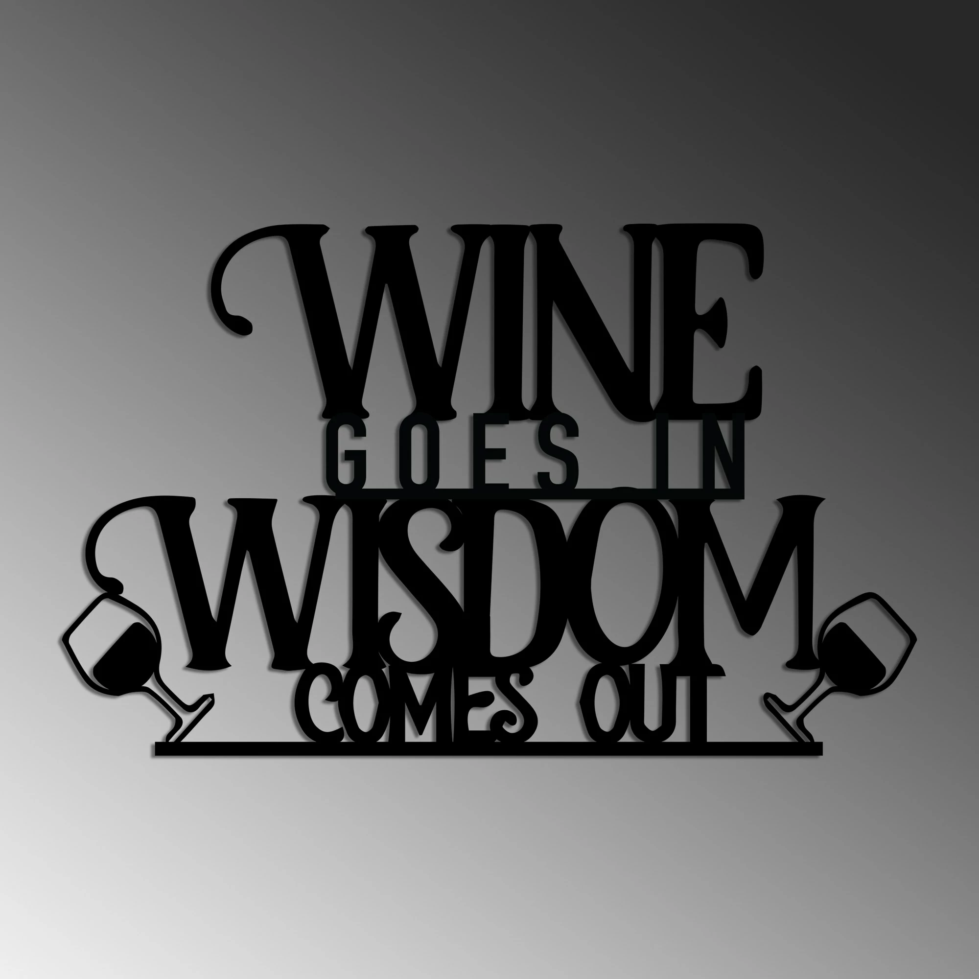 Aksesor dekorativ metalik për mur, Wallity, Wine Wisdom