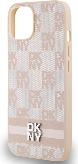 Mbështjellës DKNY Checkered Mono Pattern & Printed Stripes për iPhone 15/14/13, 6.1", Rozë