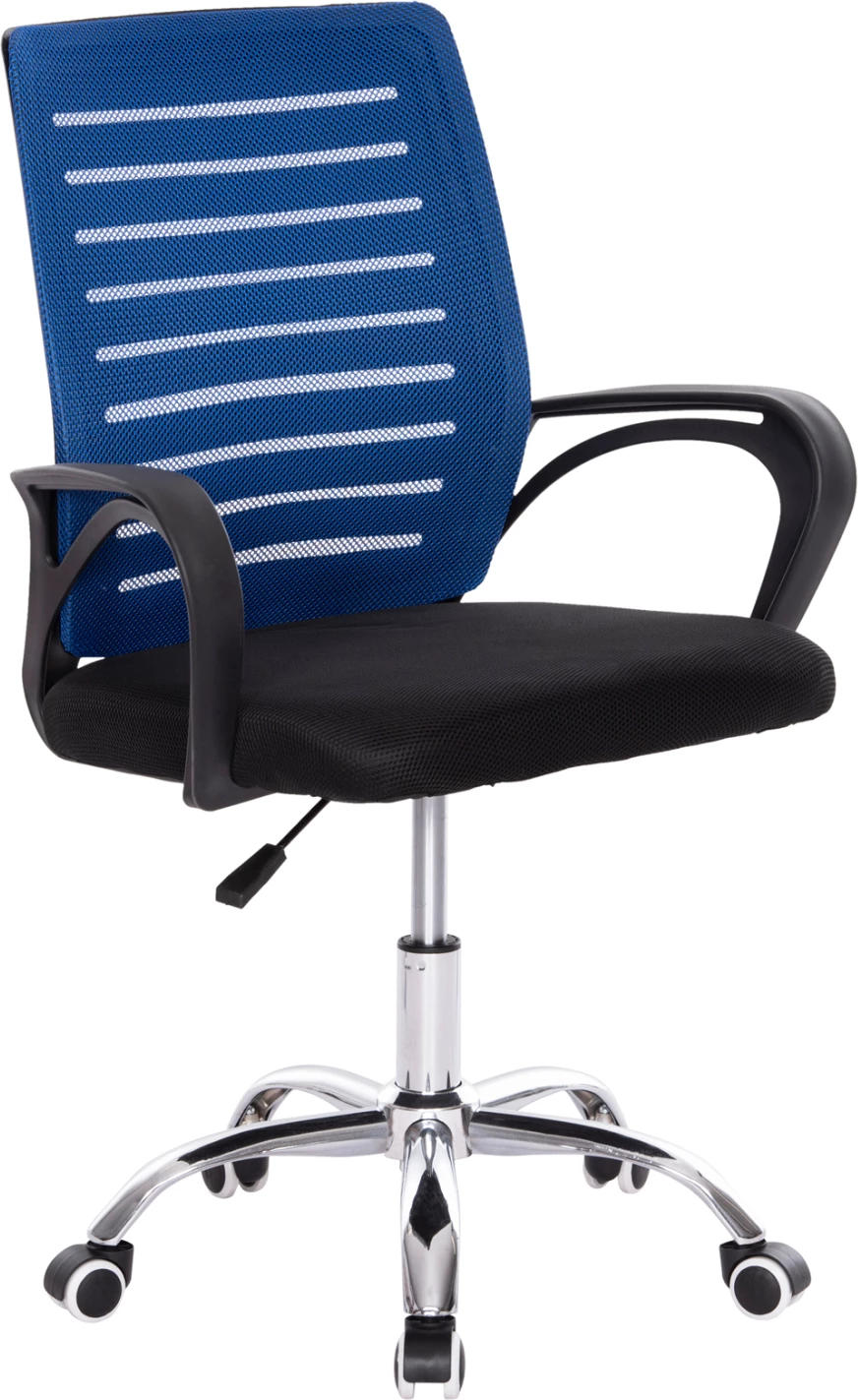 Karrige zyre TRAIL FH1192.36, ngjyrë blu dhe e zezë, këmbë metalike kromi, 62x51x98Hcm