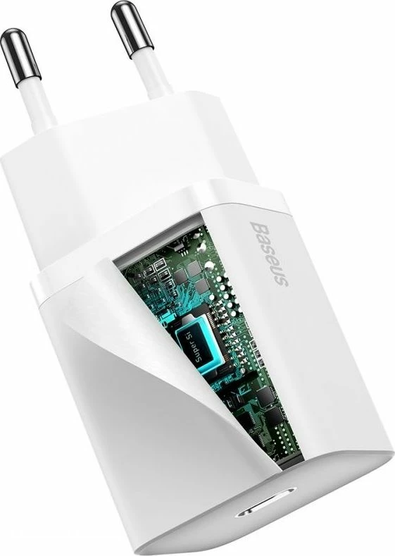 Karikues Baseus Super Si BSU2026WHT 20W 1x USB-C PD/QC, i bardhë, pa kabllo
