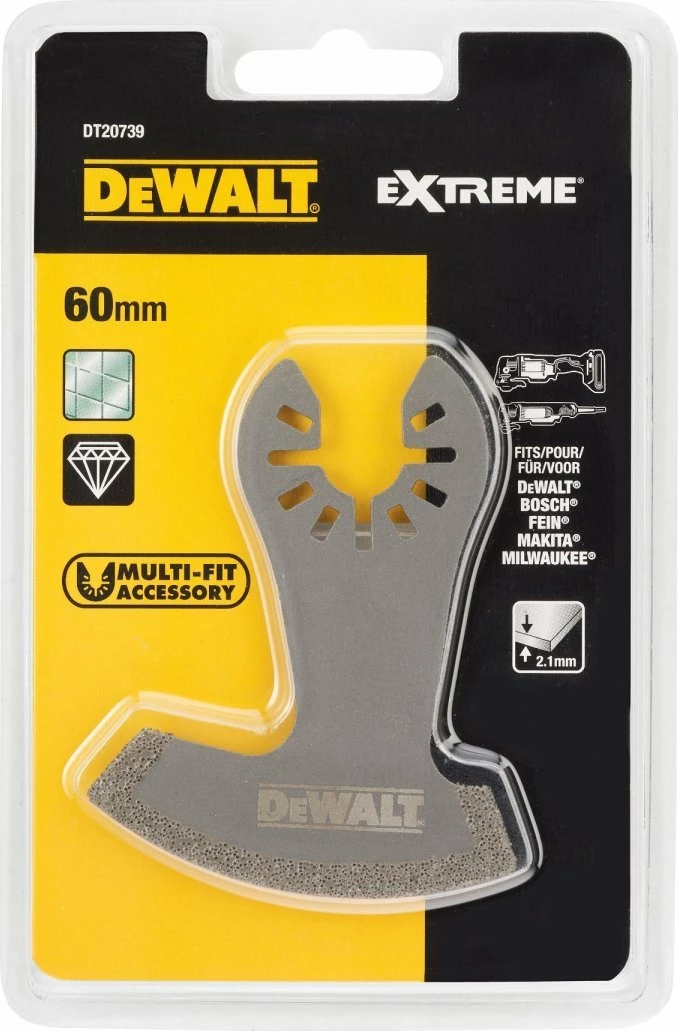 Teh sharrë diamanti DeWalt DT20739-QZ 75x60mm, 2.4mm, për multitool oscilues (1 copë)