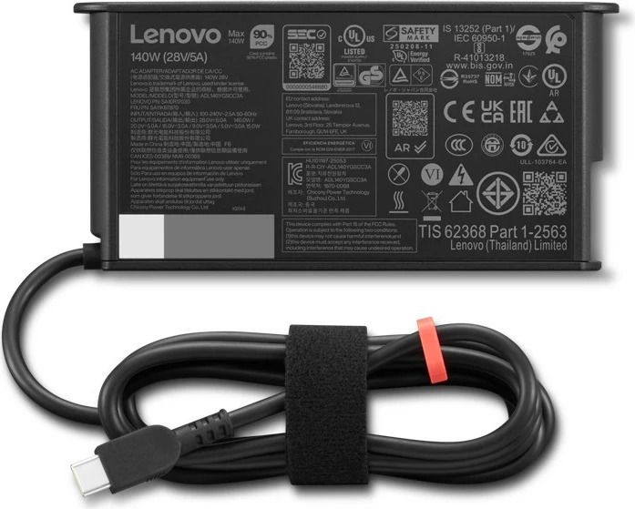 Adapter AC USB-C GaN Slim 140W, Lenovo ThinkPad, 4X21U28818, EU, e zezë