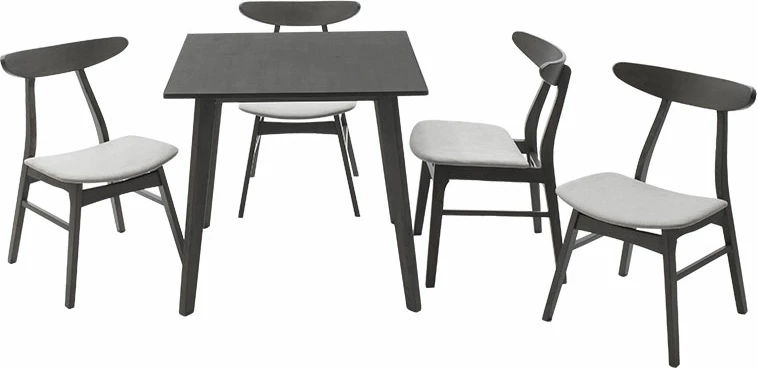 Set tavoline me karrige Benson - Orlean, 5 copë, 80x80x75cm, ngjyrë gri rustike - pëlhurë gri