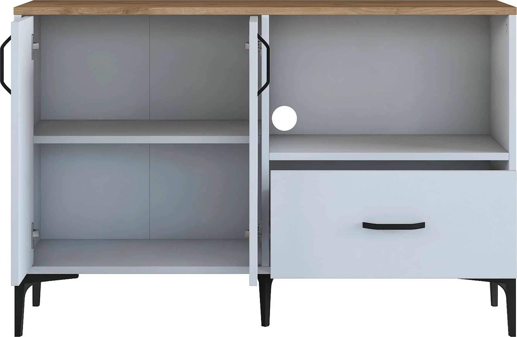 Dollap multifunksional, ngjyrë e bardhë dhe arre, JE161 - 3264