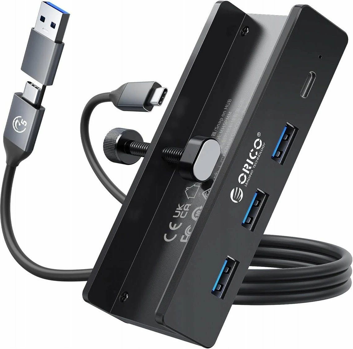 Hub USB Orico MH4PC-10-BK-BP 1x USB-C + 3x USB-A USB 3.2 Gen1 5Gbps, i zi