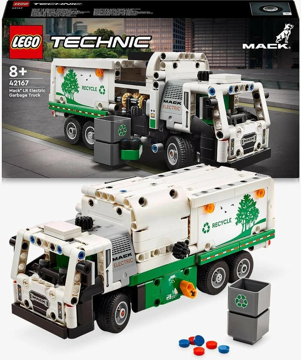 Set ndërtimi LEGO Technic Mack LR Electric Garbage Truck 503 pjesë shumëngjyrëshe