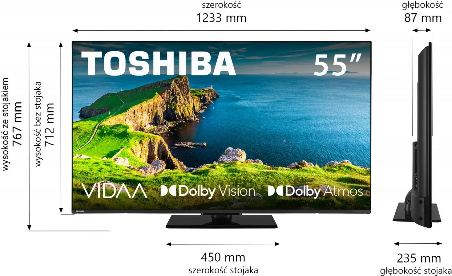 Televizor Toshiba 55UV3F63DG, 55 inç, Ultra HD 4K, Smart TV, i zi