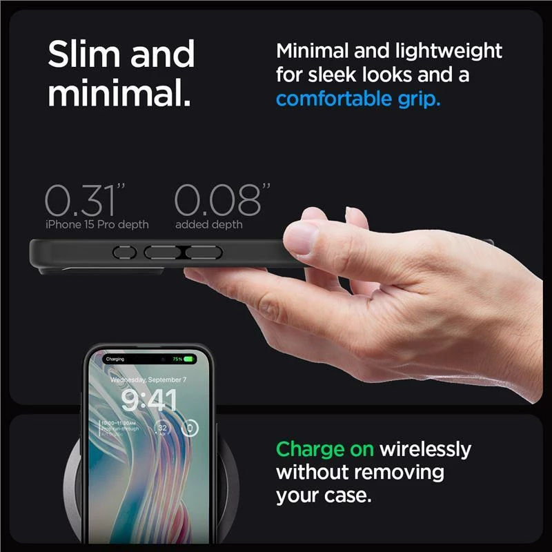 Mbështjellës Spigen Crystal Hybrid për iPhone 15 Pro, Transparent/Black