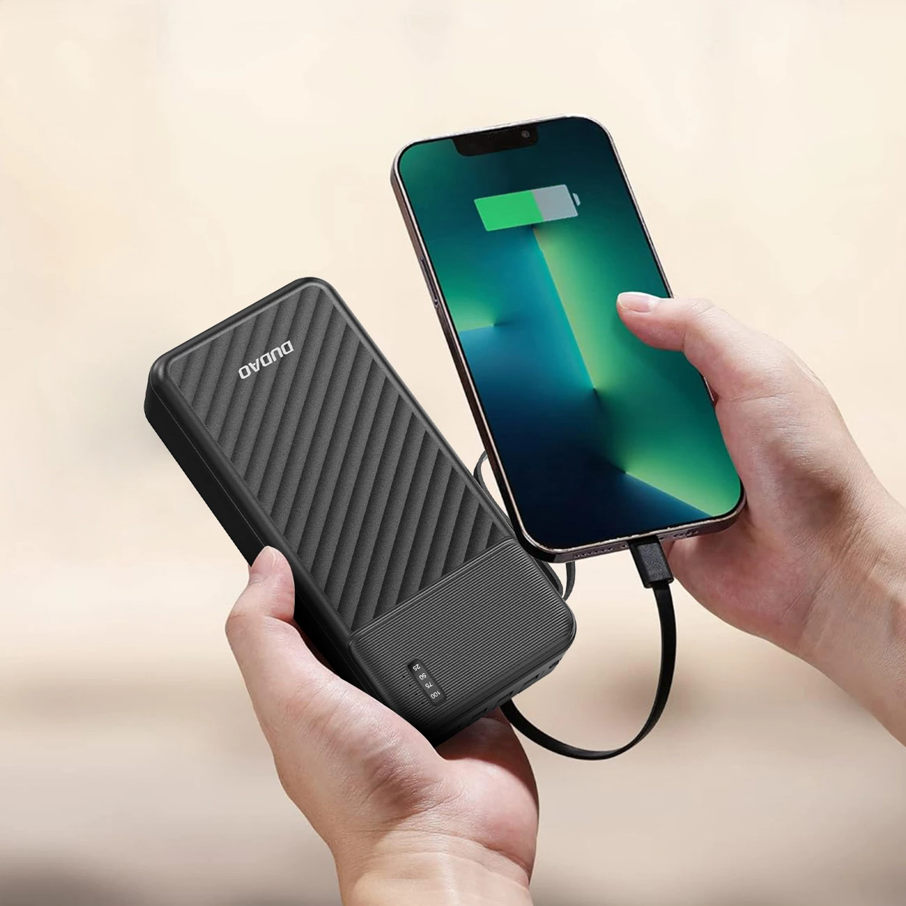 Powerbank Dudao K11 Pro 20000mAh me kabllo të integruara, e zezë