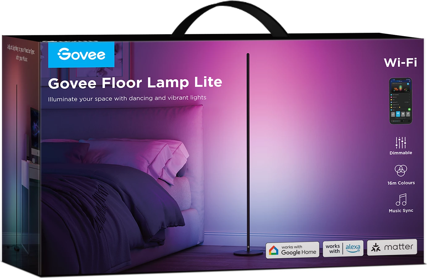 Lambader smart Govee Floor Lamp Lite, RGBICW, Wi‑Fi, 16 milion ngjyra