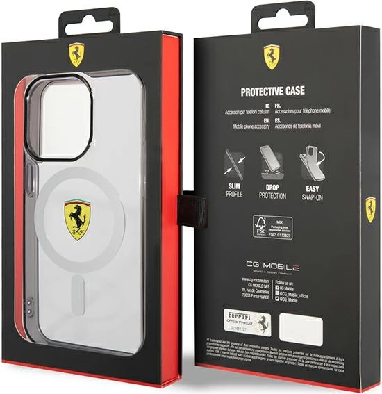 Mbështjellës Ferrari FEHMP14LURKT për iPhone 14 Pro 6.1", MagSafe, Transparent