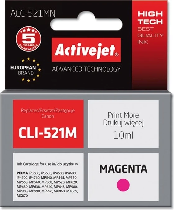 Ngjyrë zëvendësuese Activejet ACC-521MN për printer Canon, 10ml, e vjollcë