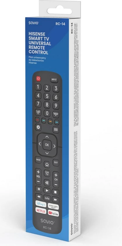 Kontrolli Universal SAVIO RC-14 për SMART TV, ngjyrë e zezë
