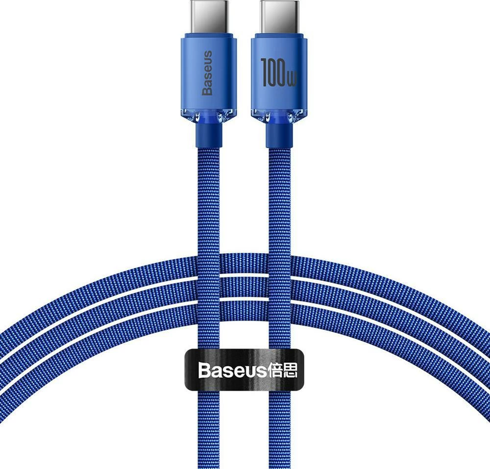 Kabllo USB-C në USB-C Baseus Crystal Shine CAJY000603 1.2 m 100 W, blu