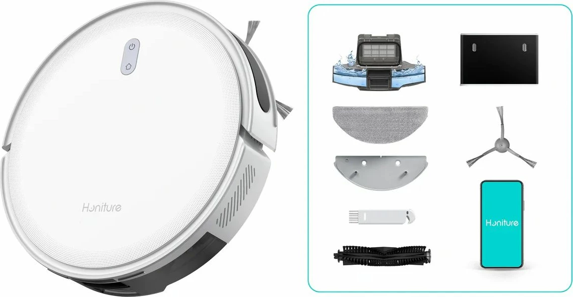 Robot fshesë me korrent Honiture T10 3-në-1 6000Pa LiDAR 2600mAh, e bardhë