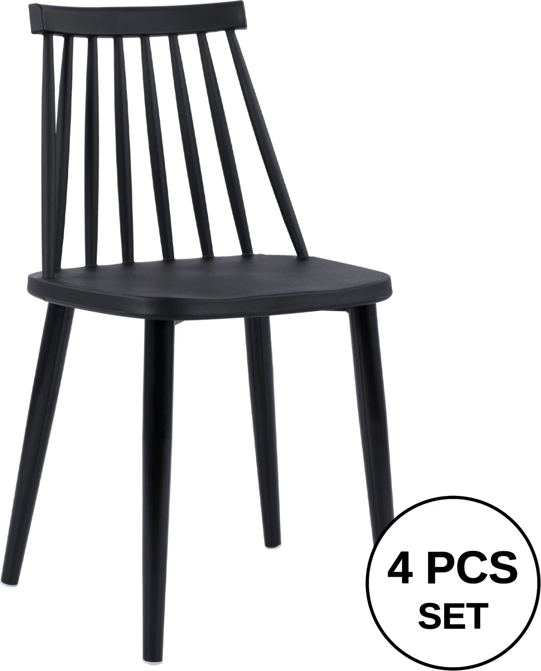 Karrige ngrënieje FH8052.12 Vanessa e zezë me këmbë metalike të zeza 43x46,5x82 cm., set prej 4 copash