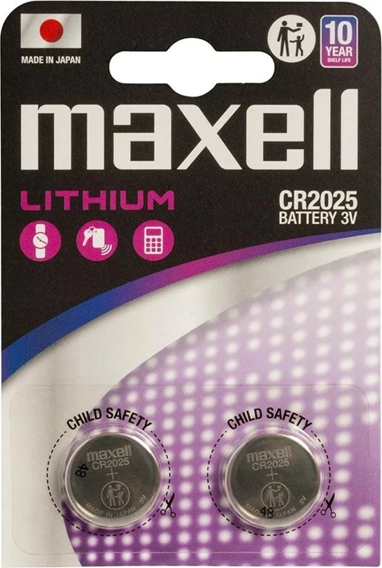Bateri litiumi Maxell CR2025, 3V, 2 copë, argjend