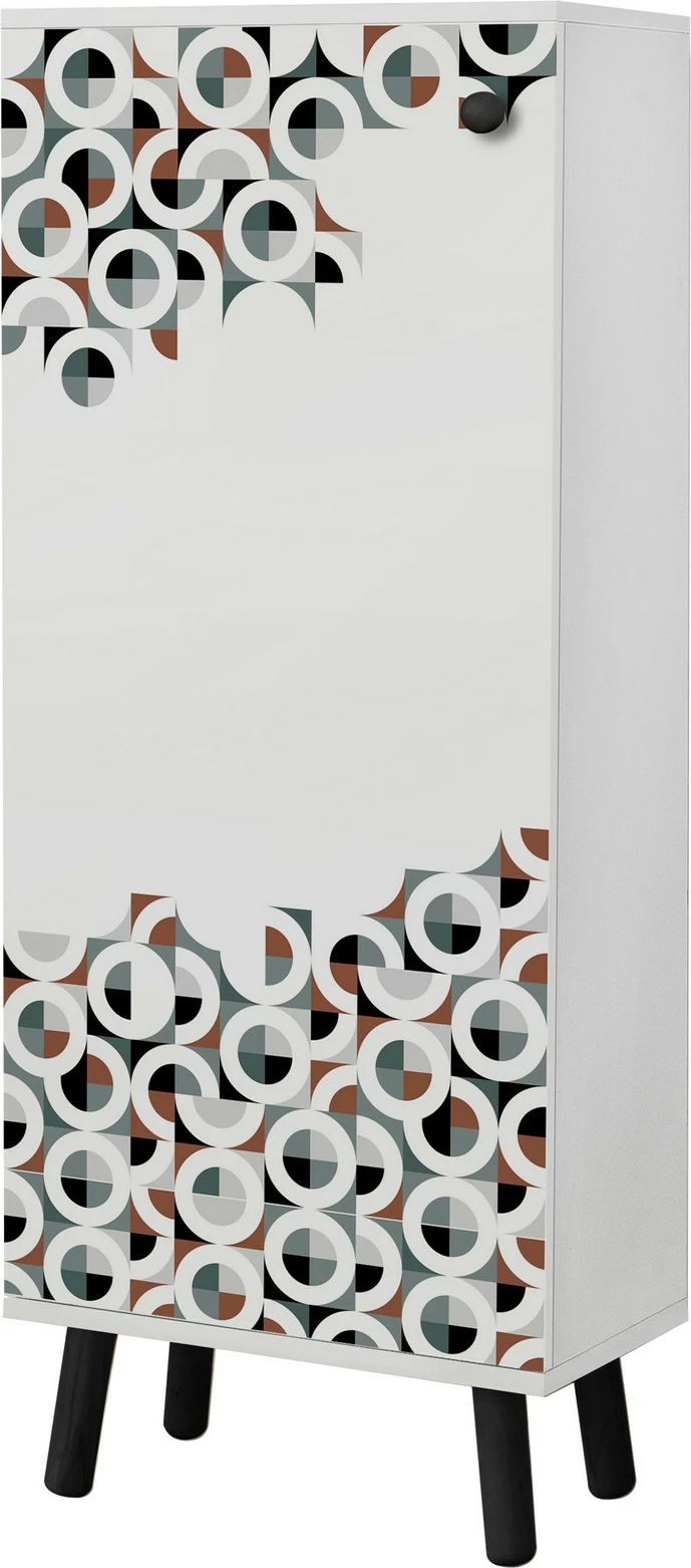 Dollap këpucësh Skye Decor, Vegas - SB 958, i bardhë/zi, me rafte të shumta