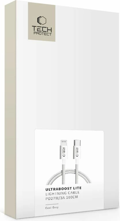 Kabllo karikimi Tech-Protect UltraBoost, USB-C në Lightning, 100 cm, Gri