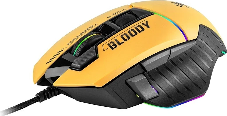 Maus për lojëra A4tech Bloody W95Max, USB, Ngjyrë e zezë e verdhë