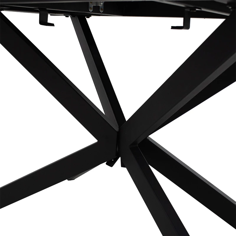 Tavolinë ngrënieje e zgjerueshme, ngjyrë mermeri gri e zezë, 160-200x80x77cm