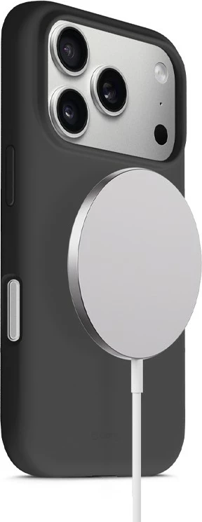 Mbështjellës magnetik CRONG Color Cover për iPhone 17 Pro, MagSafe, silikon i lëngshëm, i zi