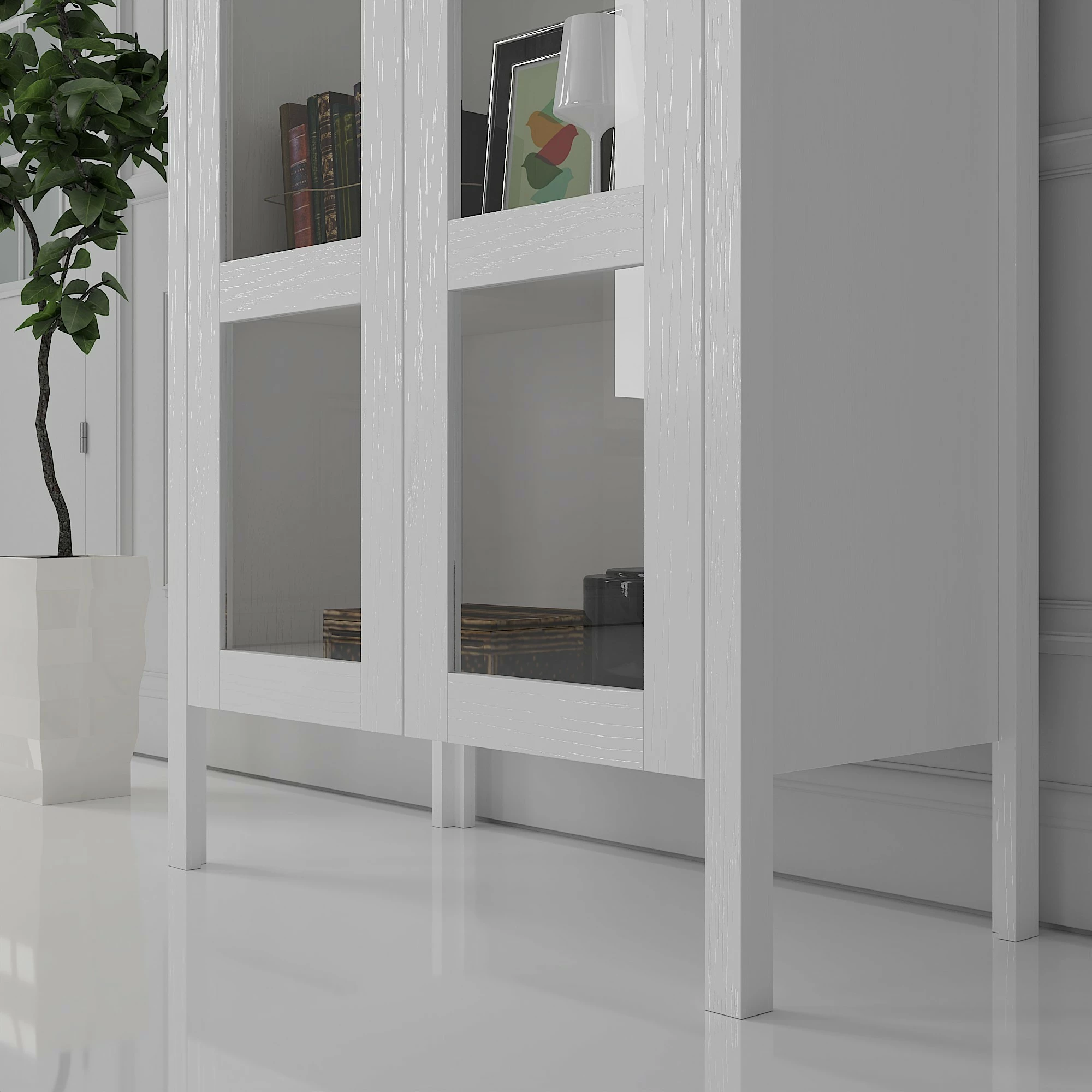 Raft librash Hanah Home, FRN-10032, ngjyrë druri dhe e bardhë