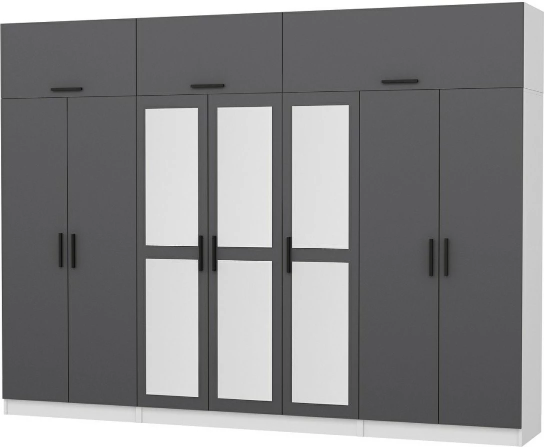 Dollap Skye Decor, anthracit-bardhë, 315x235x52cm, 13 pjesë