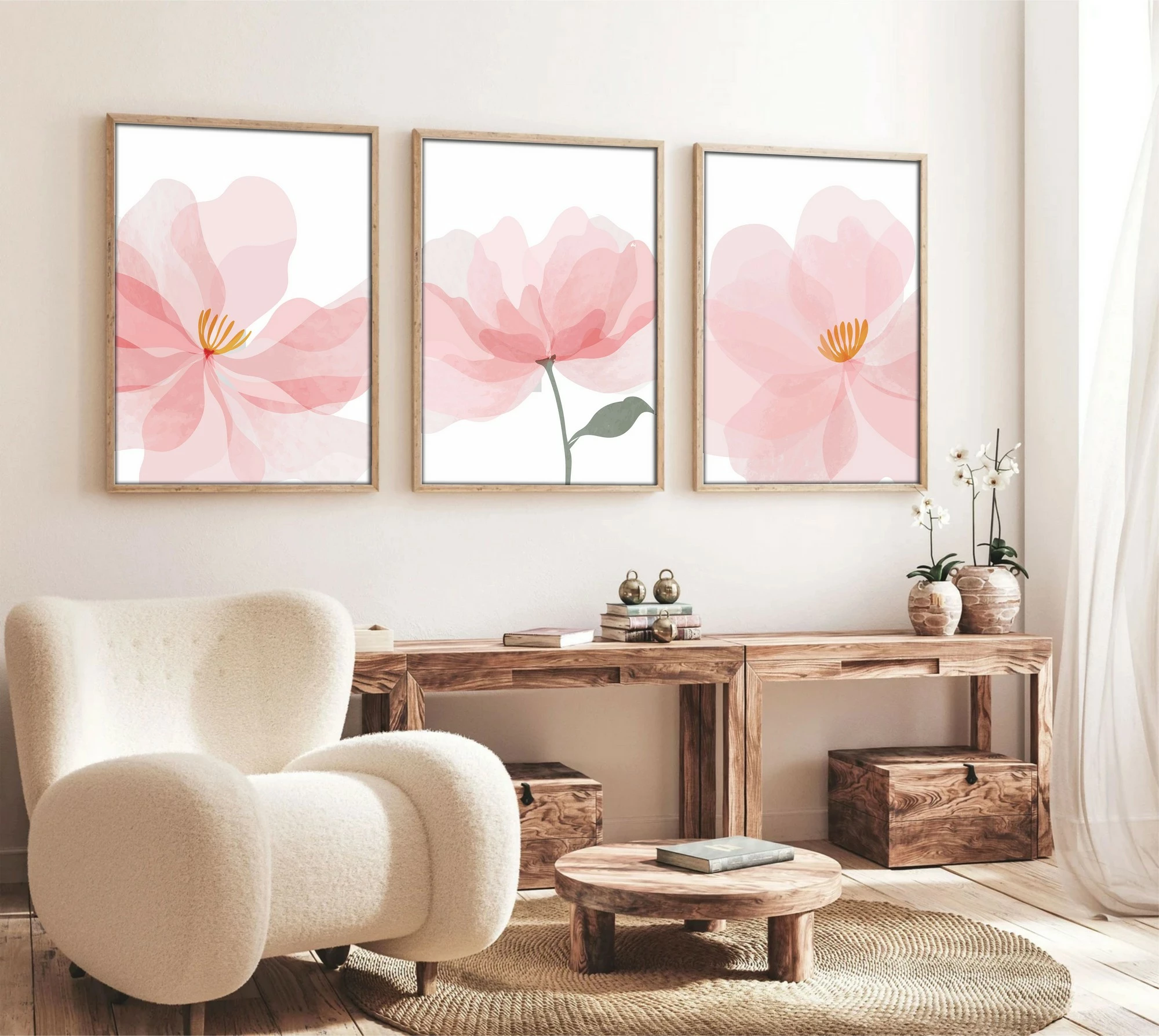 Pikturë dekorative MDF me kornizë, 3 copë, Wallity, Huhu192, 20x30cm