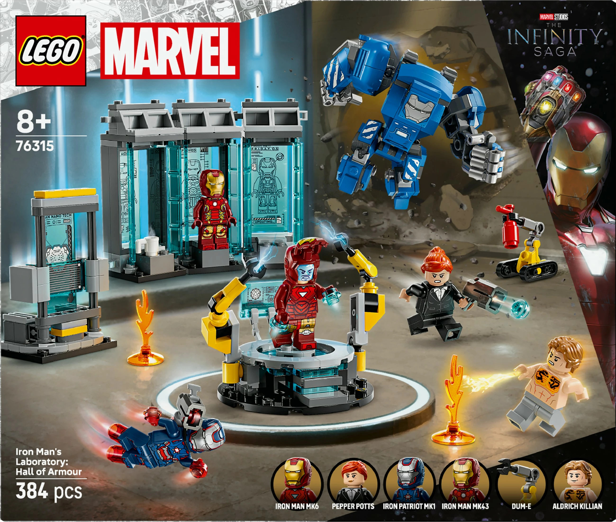 Set ndërtimi LEGO Iron Man's Laboratory: Hall of Armour, 384 pjesë, shumëngjyrësh