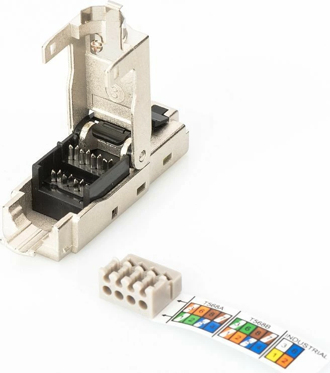 Plug modular RJ45 Digitus DN-93631, Category 6A, STP, 10GbE, PoE+, metal, pa vegla, me kapak