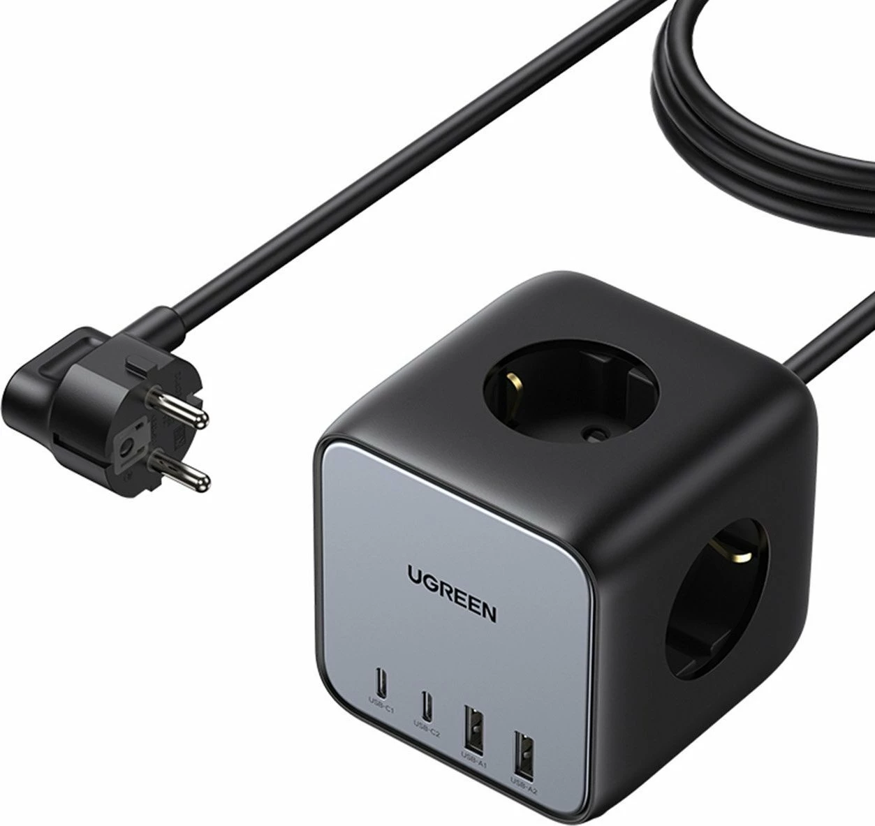 Zgjatues rryme Ugreen CD268 65W, 3 priza Schuko, 2x USB-C + 2x USB-A, kabllo 1.8 m, i zi (60113)