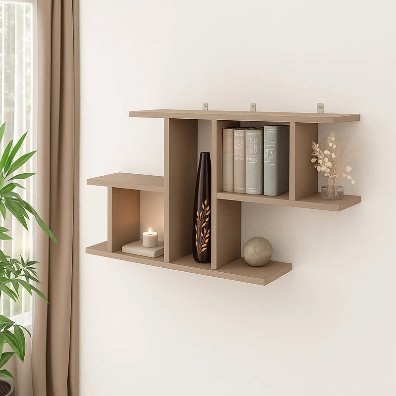 Raft muri Vertoura, ngjyrë moka, 116x18.5x60cm