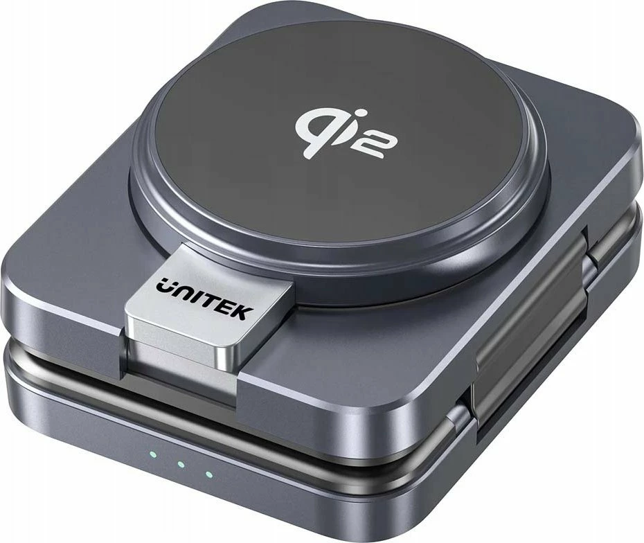 Stacion karikimi Unitek P1300AGY01 3-në-1 Qi2 15W me kabllo USB-C 1.5 m, gri