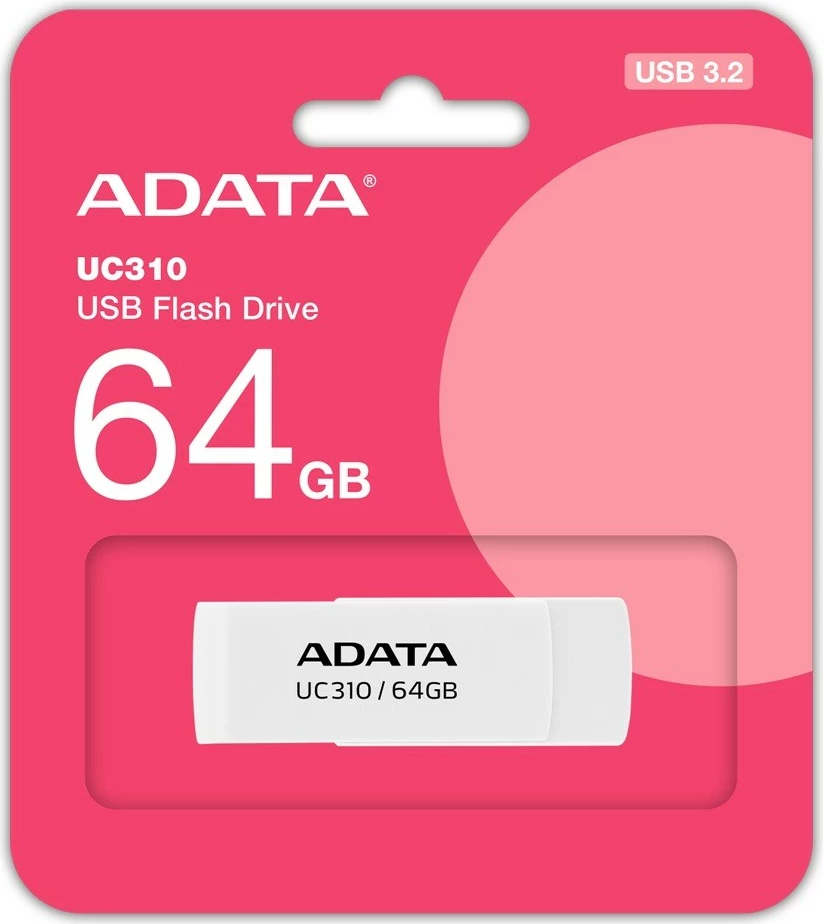 Pendrive Adata UC310 64GB, USB 3.2, Bardhë