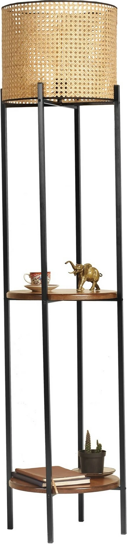 Llambë dyshemeje Opviq, ratan dhe e zezë, me dy rafte, 8742-1